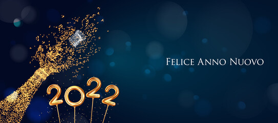 2022 New Year Italian greeting card (Felice Anno Nuovo 2022). Italian 2022 New Year Version. Italian 2022 Happy New Year background. © detakstudio