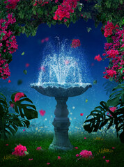 Fantasy fountain at night