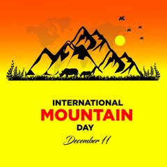 International Mountain Day concept. December 11. Suitable for greeting card, poster and banner. Vector illustration
