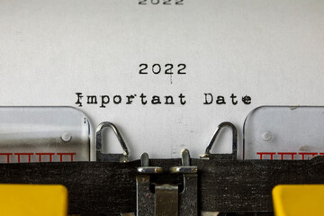 List Of important Days 2022 written on an old typewriter