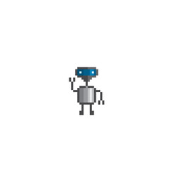 Robot. Artificial Intelligence Related. Android, Humanoid Robot, Thinking Machine. Design for logo, stickers, web, mobile app. Pixel art. Old school computer graphic. 8 bit video game. Game assets.
