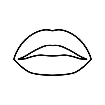 Vector icons of female lips on white background. color editable