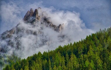 Mount Pollice shrouded in mist