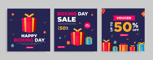 Boxing day sale cocial media post collection.