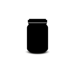 The icon of a jar with a lid is black on a white background.