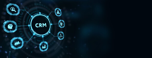 Business, Technology, Internet and network concept. CRM Customer Relationship Management. 3d illustration