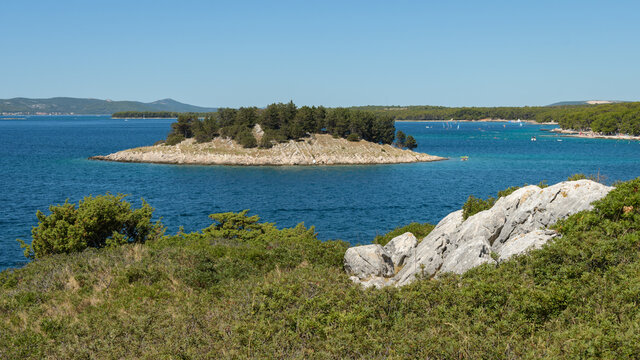 Small island near Pakostane on a sunny day in summer