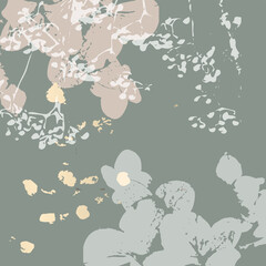 Floral rustic background with hand drawn doodle flowers and botanical elements