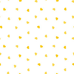 Yellow tiny hearts on white background