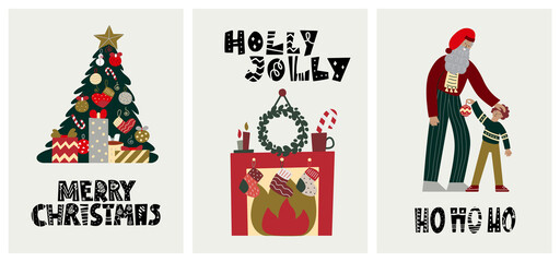 Christmas cute and cozy nordic card set.