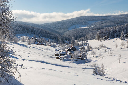 Winter landscape around Horni Mala Upa, Giant Mountains (Krkonose), Northern Bohemia, Czech Republic