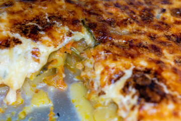 baked cheese crust in the oven on a baking sheet