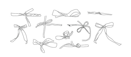 Hand drawn vector illustrations. Different types of bows.