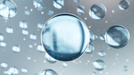 Macro Liquid Bubbles, various air bubbles in water. Liquid Cream gel transparent cosmetic sample texture with bubbles. 3d Cosmetic cream seamless. serum bubbles, Transparent. Moisturizing , 3d render