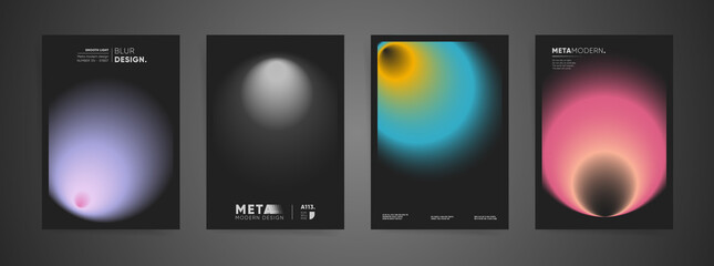 Modern creative artwork design for poster or brochure cover templates with blurry soft light gradient in futuristic space style concept. Creative abstract colorful gradients layout on black background
