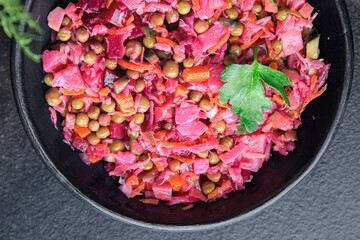 salad beetroot beet vegetables vinaigrette meal snack on the table copy space food background rustic veggie vegan or vegetarian food