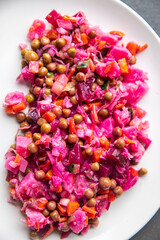 salad beetroot beet vegetables vinaigrette meal snack on the table copy space food background rustic veggie vegan or vegetarian food