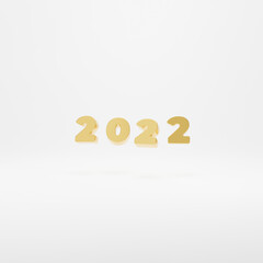 New year 2022. Conceptual illustration. Isolated on colour background. 3d render
