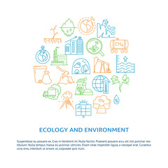 Ecology and environment banner with text in line style