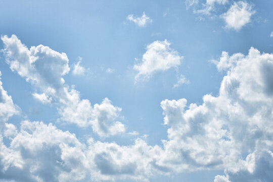 Inspirational blue sky with white clouds in HDR