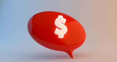Bubble red chat 3D dollar