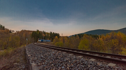 Evening near Ostruzna and Ramzova villages in Jeseniky mountains