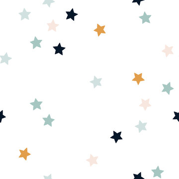 Seamless pattern with stars in a modern style. Minimalistic vector design. For wallpaper in the nursery, wrapping paper or clothes