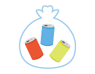 ゴミ袋に入った缶　リサイクル　ベクターイラスト