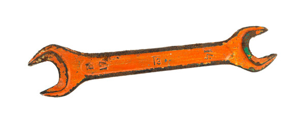 Old wrenches on a white background