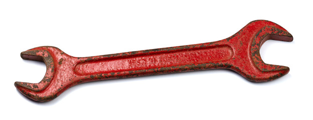 Old wrenches on a white background