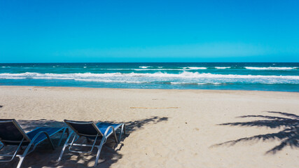 Relaxing day at the resort beach in Honduras Central America