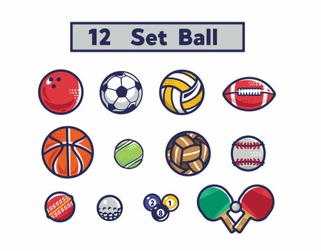 12 sets of balls for all games for logo and poster