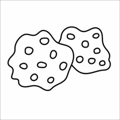 Cookies doodle. Chocolate cookies. Hand drawing sketch hygge element. Vector illustration.