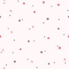 Cute seamless pattern with randomly scattered small dots. Girly print. Simple vector illustration.