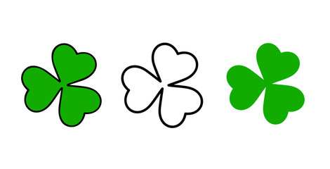 Leaf clover isolated,  St Patrick's Day, set of clovers