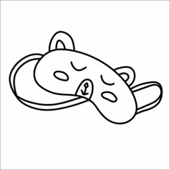 Sleeping mask with bear face doodle. Hand drawn hygge element.