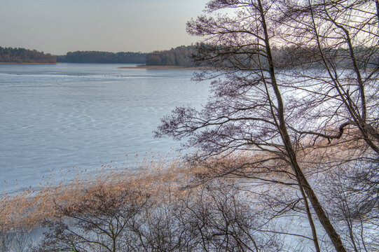 Blick &uuml;ber den zugefrorenen Schaalsee vom  Seedorfer Werder aus