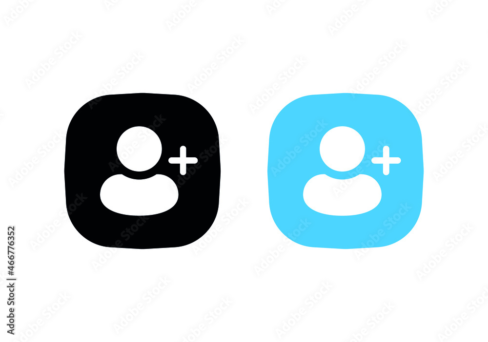 Poster Add new user icon vector male person profile avatar with plus symbol, Add user profile icon	