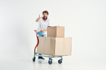 Man ride a cart entertainment isolated background