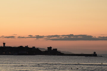 Obraz premium Coucher de soleil sur le fort de Socoa Pays basque