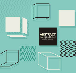 Future geometric simple  shapes composition.  Vector trendy design in hipster colors.