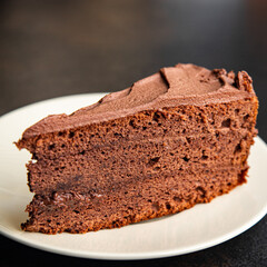 chocolate cake piece cocoa holiday treat sponge cake brown cream sweet dessert meal snack on the table copy space food background rustic 