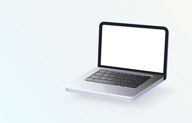 Laptop icon, white screen, computer frame work. Vector