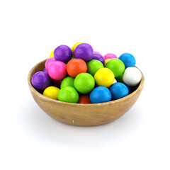 Gumball In Brown Wooden Bowl