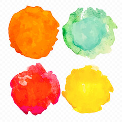 Watercolour Stains Isolated on Transparent Background. Watercolor Spots.