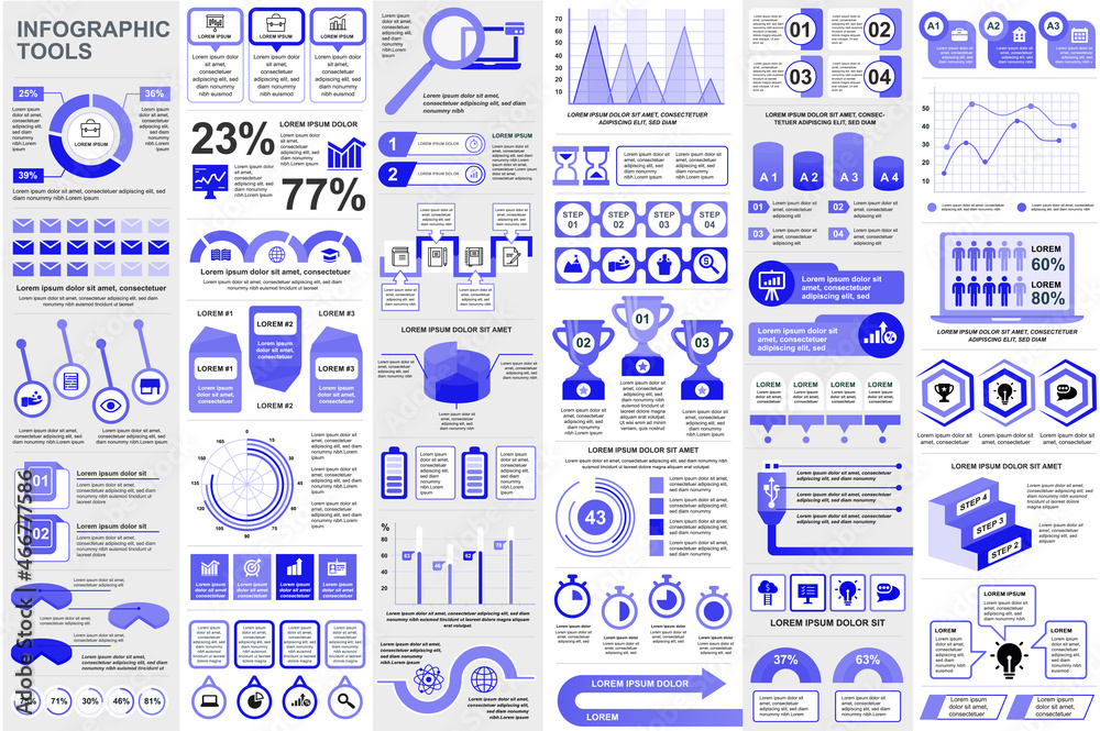 Poster Bundle infographic elements data visualization vector design template. Mega set. Can be used for steps, business processes, workflow, diagram, flowchart concept, timeline, icons, info graphics.