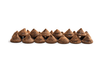 Chocolate truffles isolated on a white background.