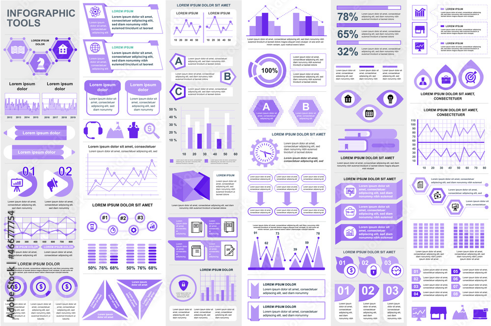 Poster Bundle infographic elements data visualization vector design template. Mega set. Can be used for steps, business processes, workflow, diagram, flowchart concept, timeline, icons, info graphics.