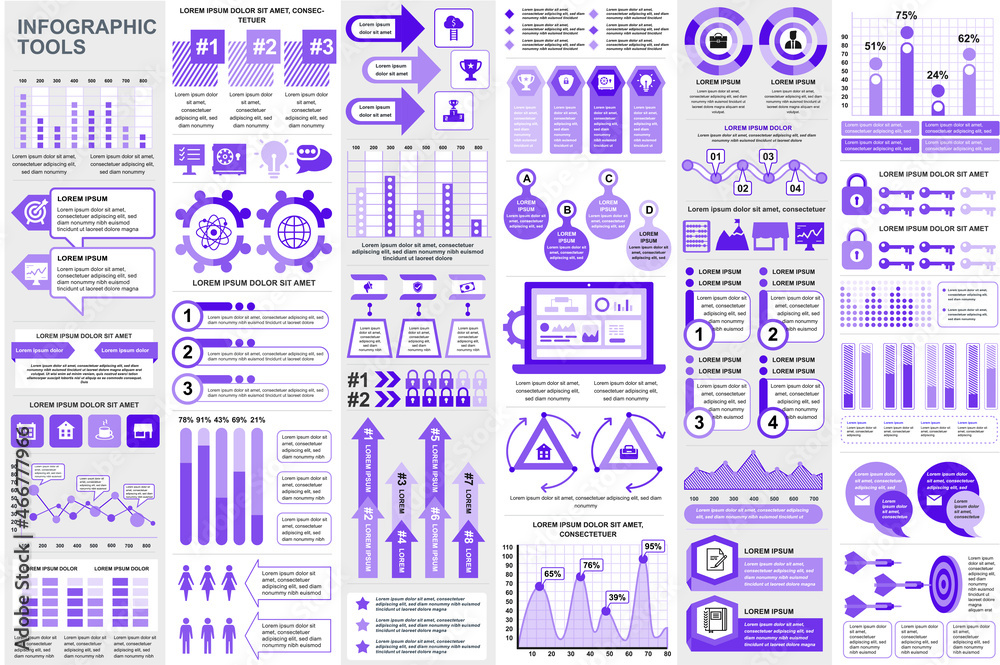 Fototapete bundle infographic elements data visualization vector design template. mega set. can be used for ste