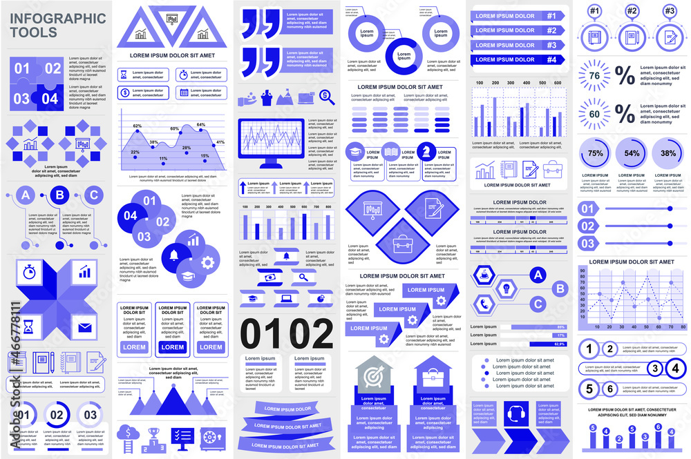 Fototapete bundle infographic elements data visualization vector design template. mega set. can be used for ste